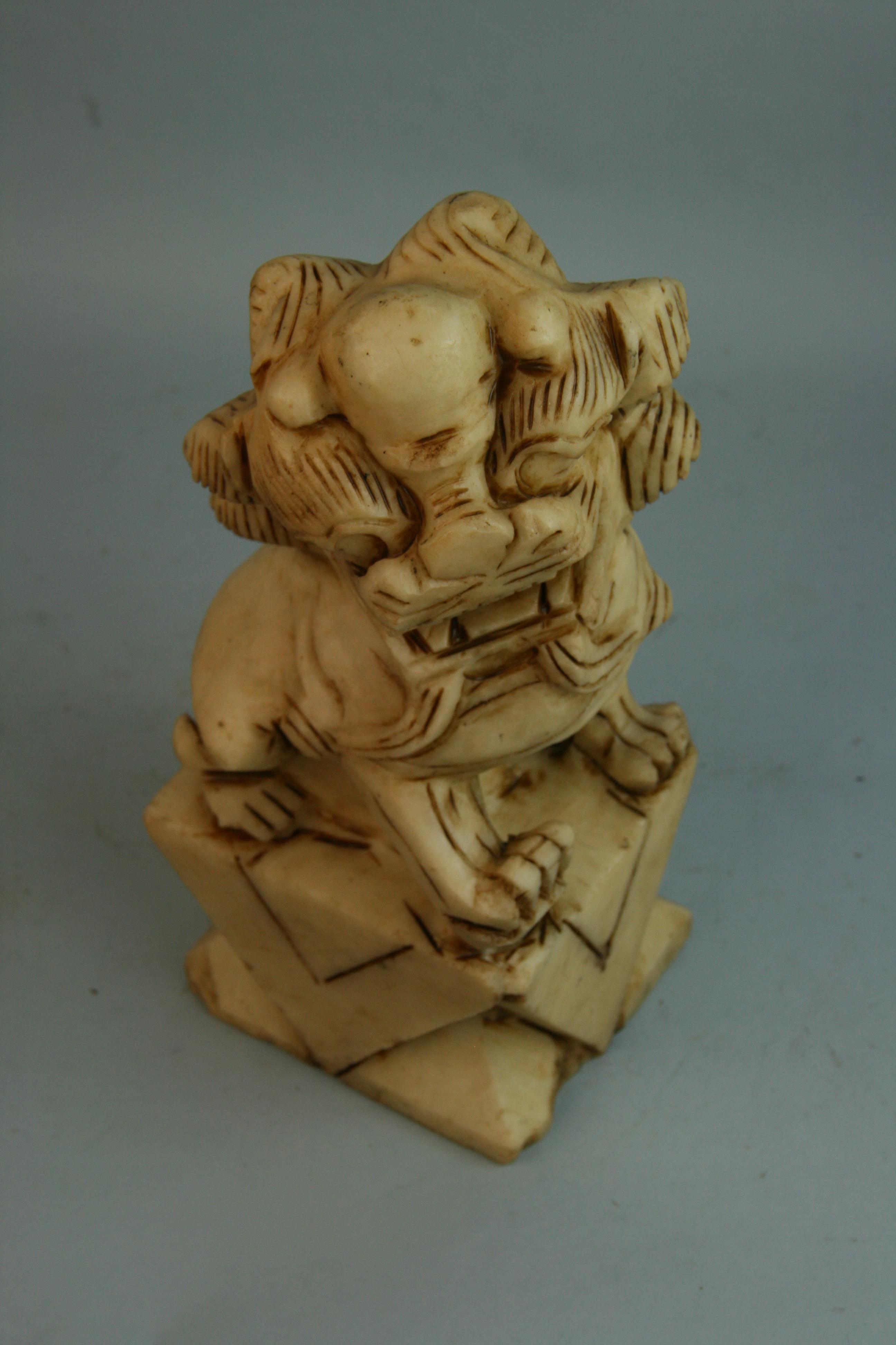 Asian Carved Marble Foo Lion Garden Sculpture For Sale 7