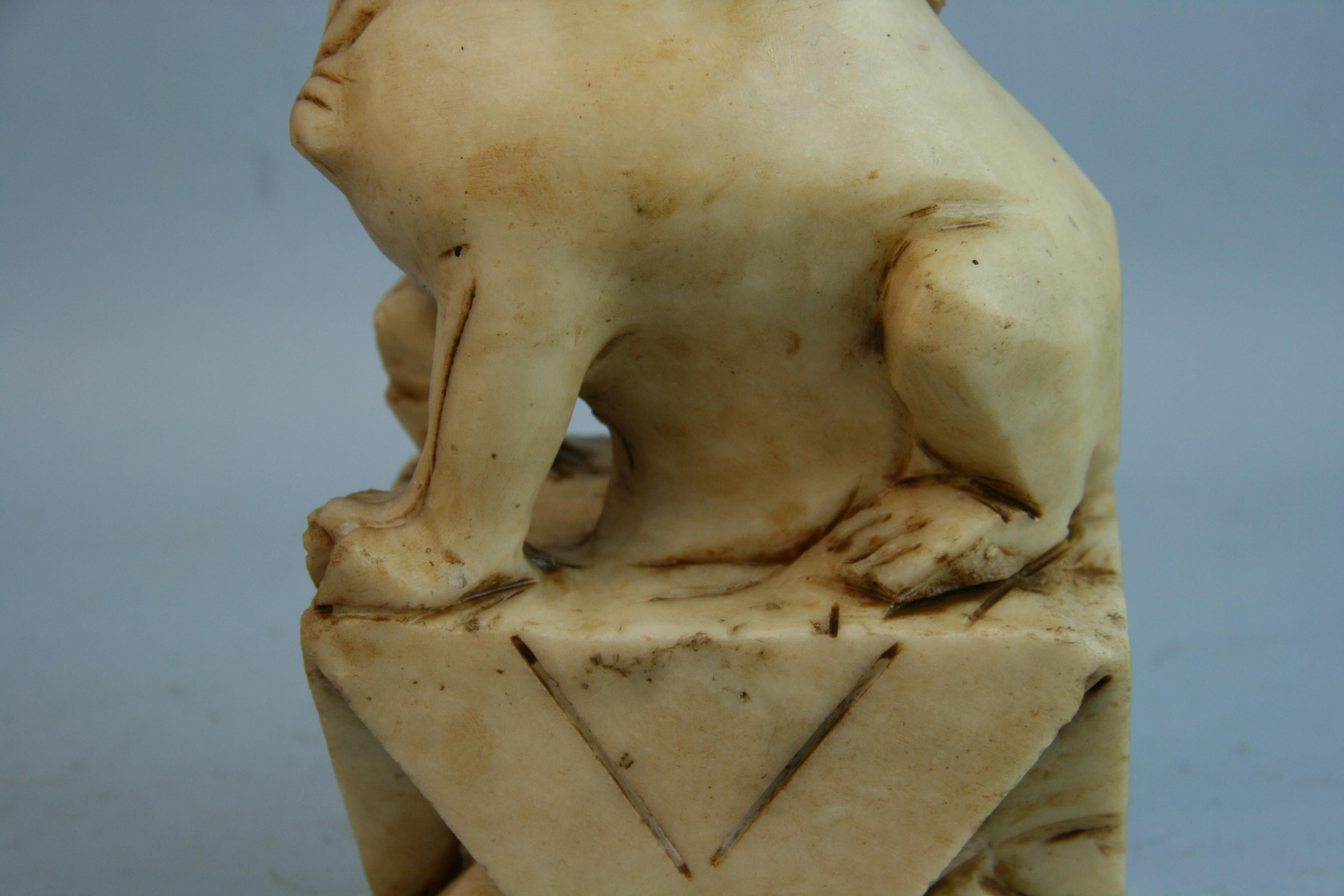 Asian Carved Marble Foo Lion Garden Sculpture For Sale 3