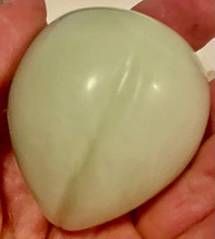 Asian Carved Milky Light Green Stone Fruit Plum