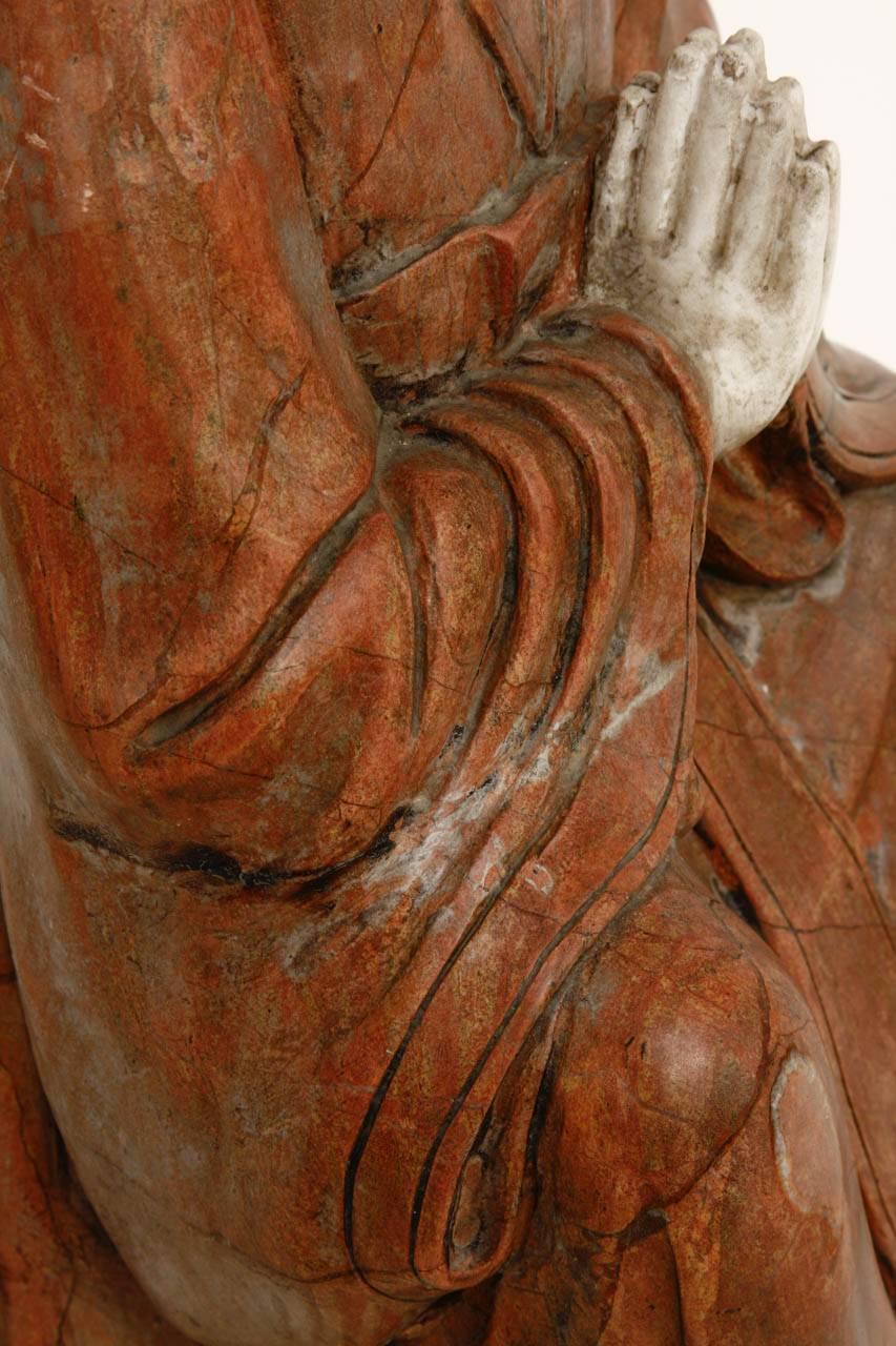 20th Century Asian Carved Soapstone Praying Deity