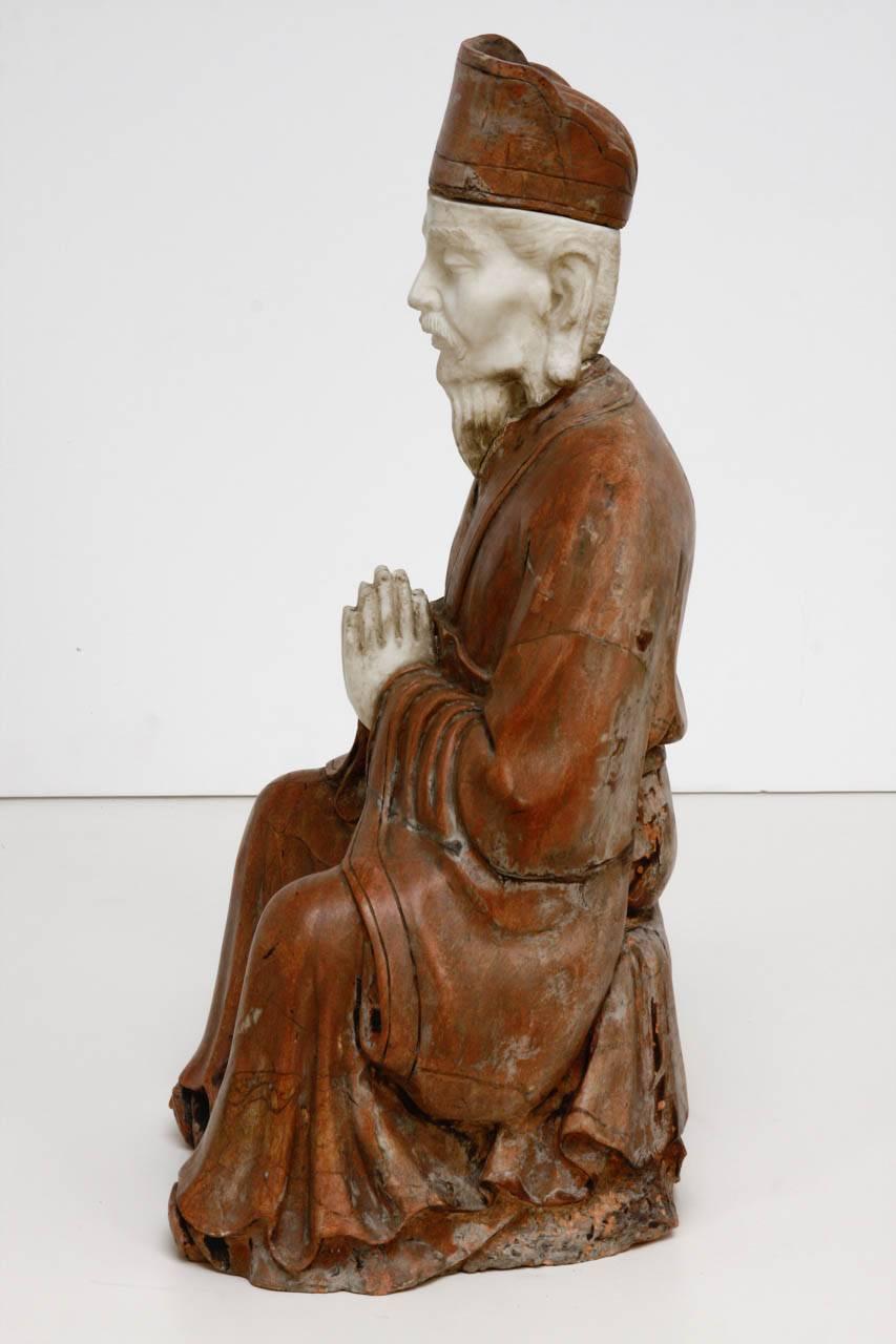 Asian Carved Soapstone Praying Deity 3