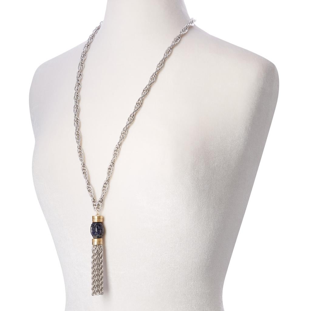 Contemporary Asian Carved Sodalite Necklace Enhancer