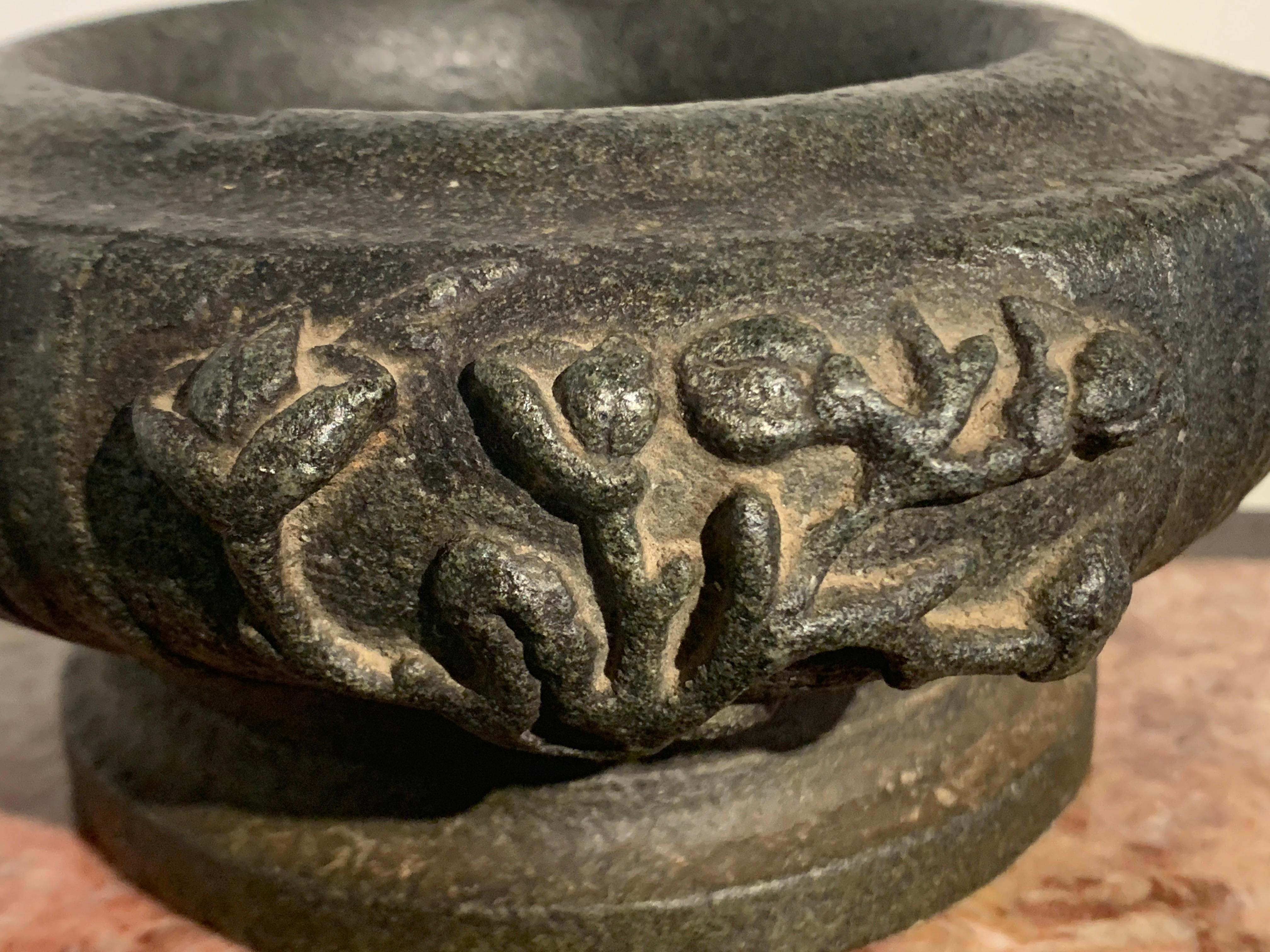 Asian Carved Stone Jardinière with Flowers for the Four Seasons 1