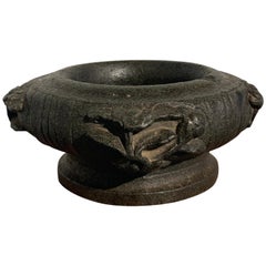 Asian Carved Stone Jardinière with Flowers for the Four Seasons