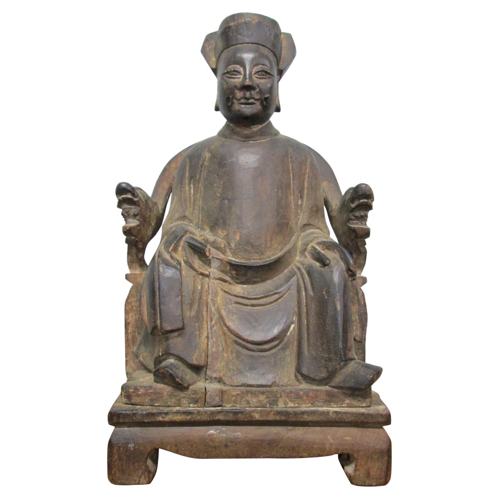 Estatua Asiática de Buda de Madera Tallada