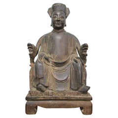 Estatua Asiática de Buda de Madera Tallada