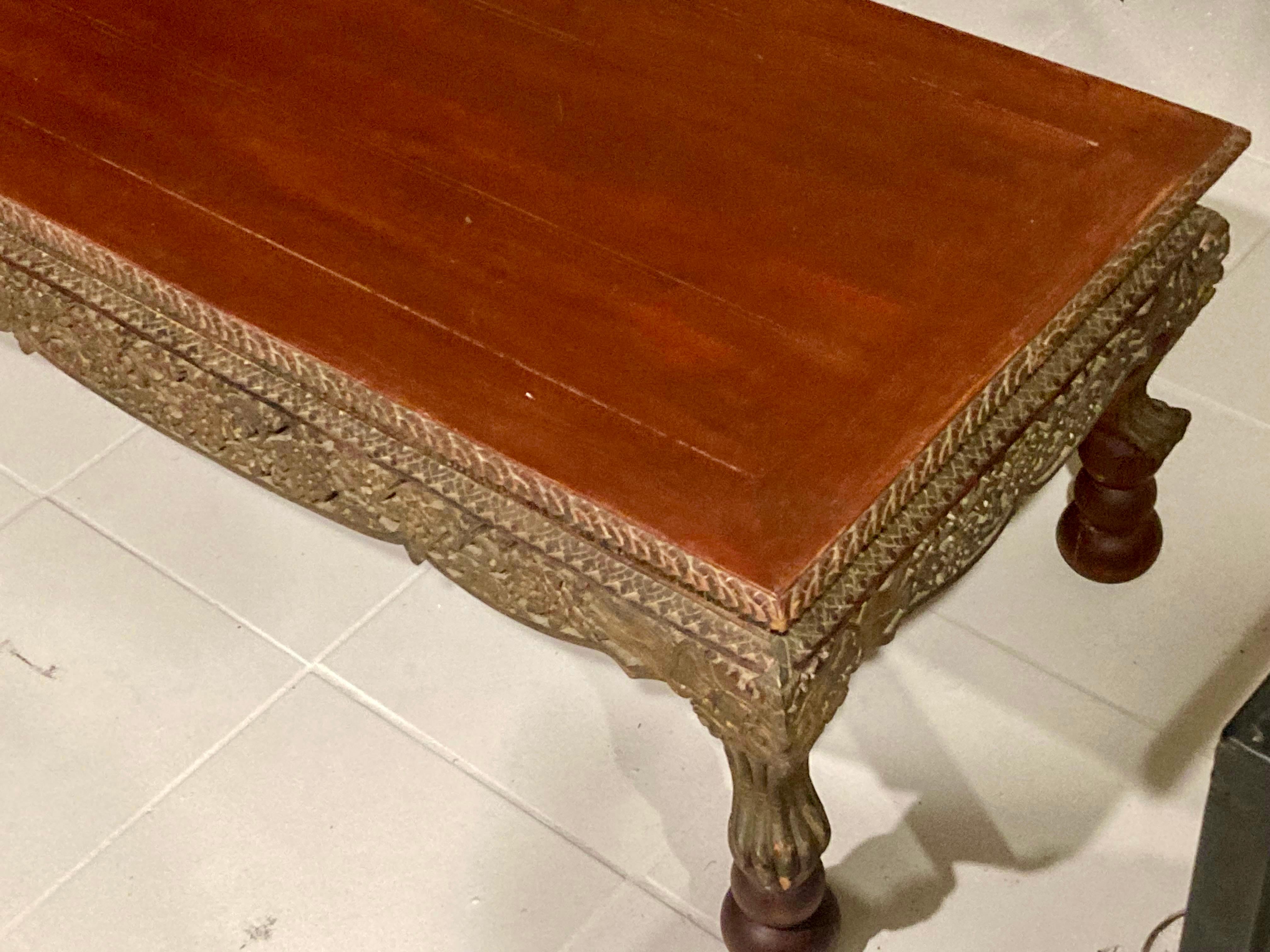 Asian Carved Wood Coffee Table For Sale 5