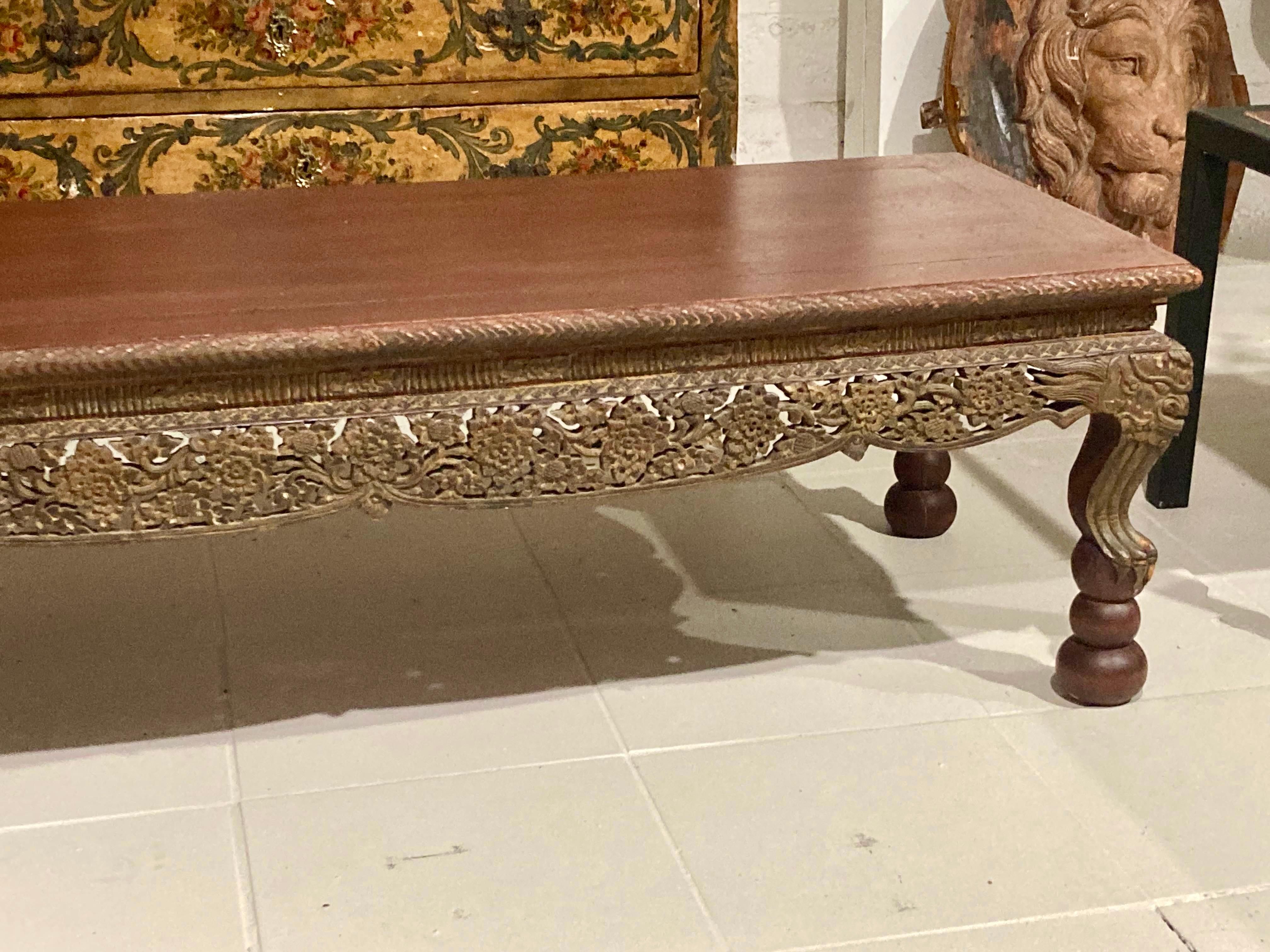 Asian Carved Wood Coffee Table For Sale 6