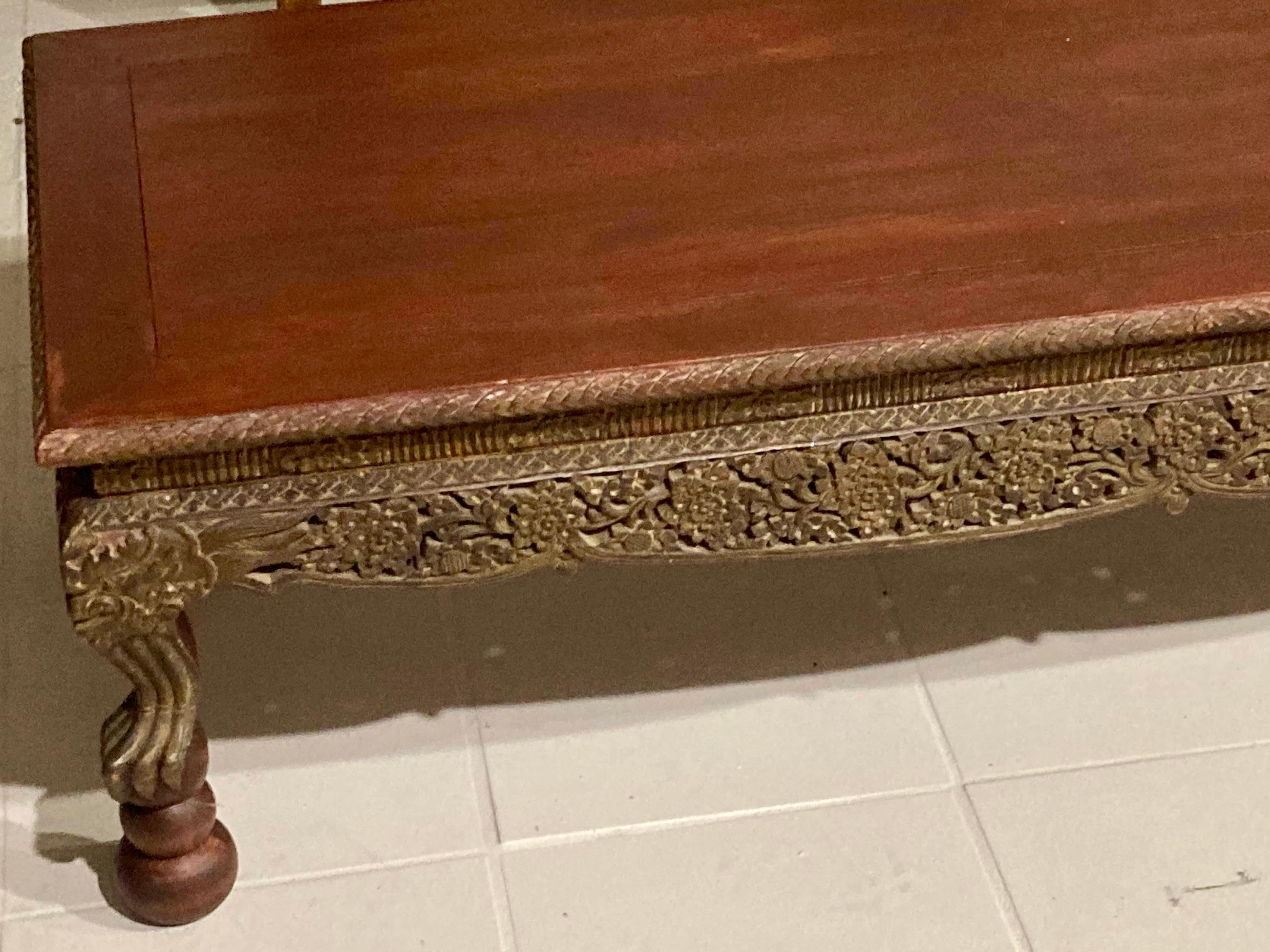 Asian Carved Wood Coffee Table In Good Condition For Sale In Los Angeles, CA