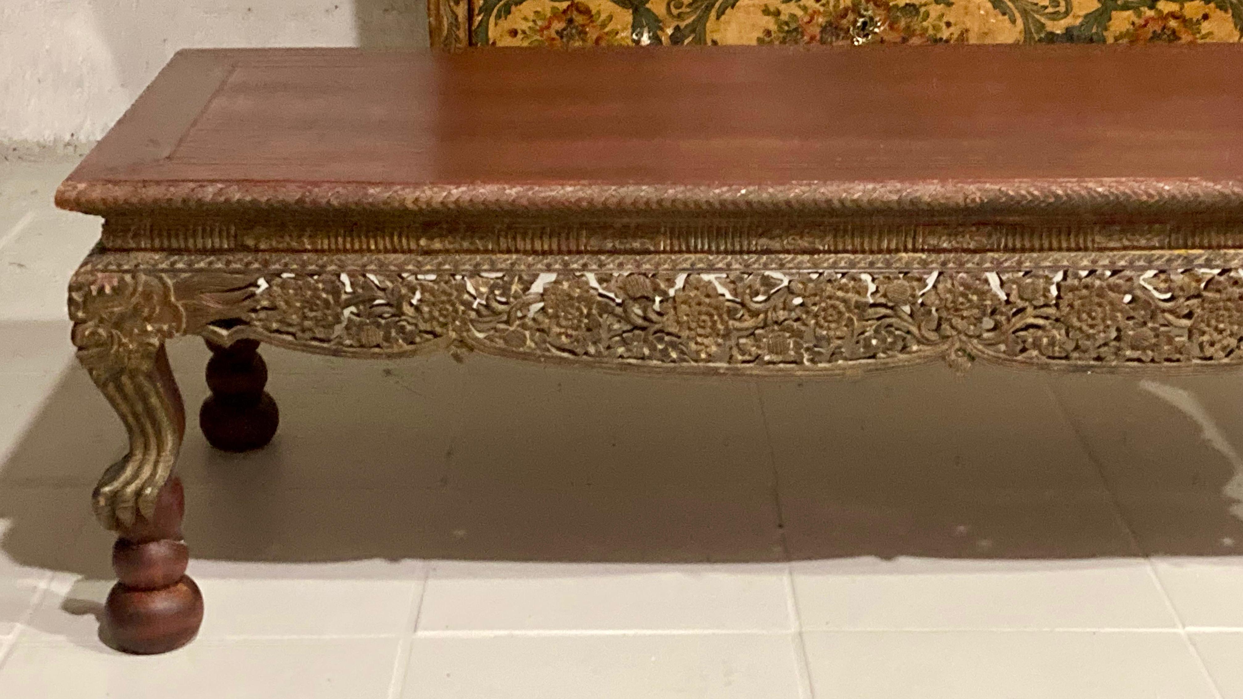 Asian Carved Wood Coffee Table For Sale 1