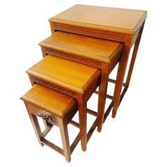 Asian Carved Wood Nesting Tables