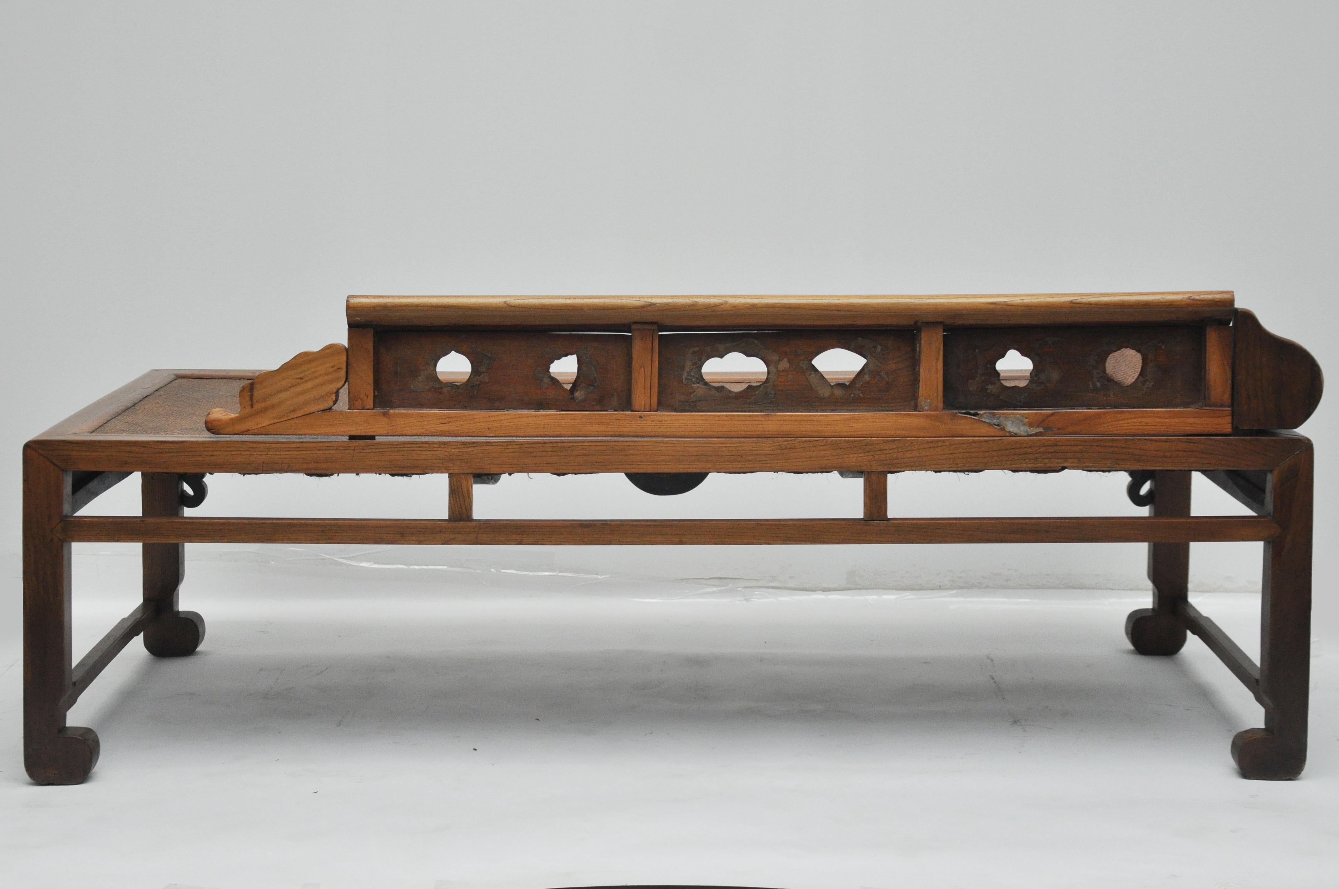 20th Century Asian Carved Wooden and Woven Daybed