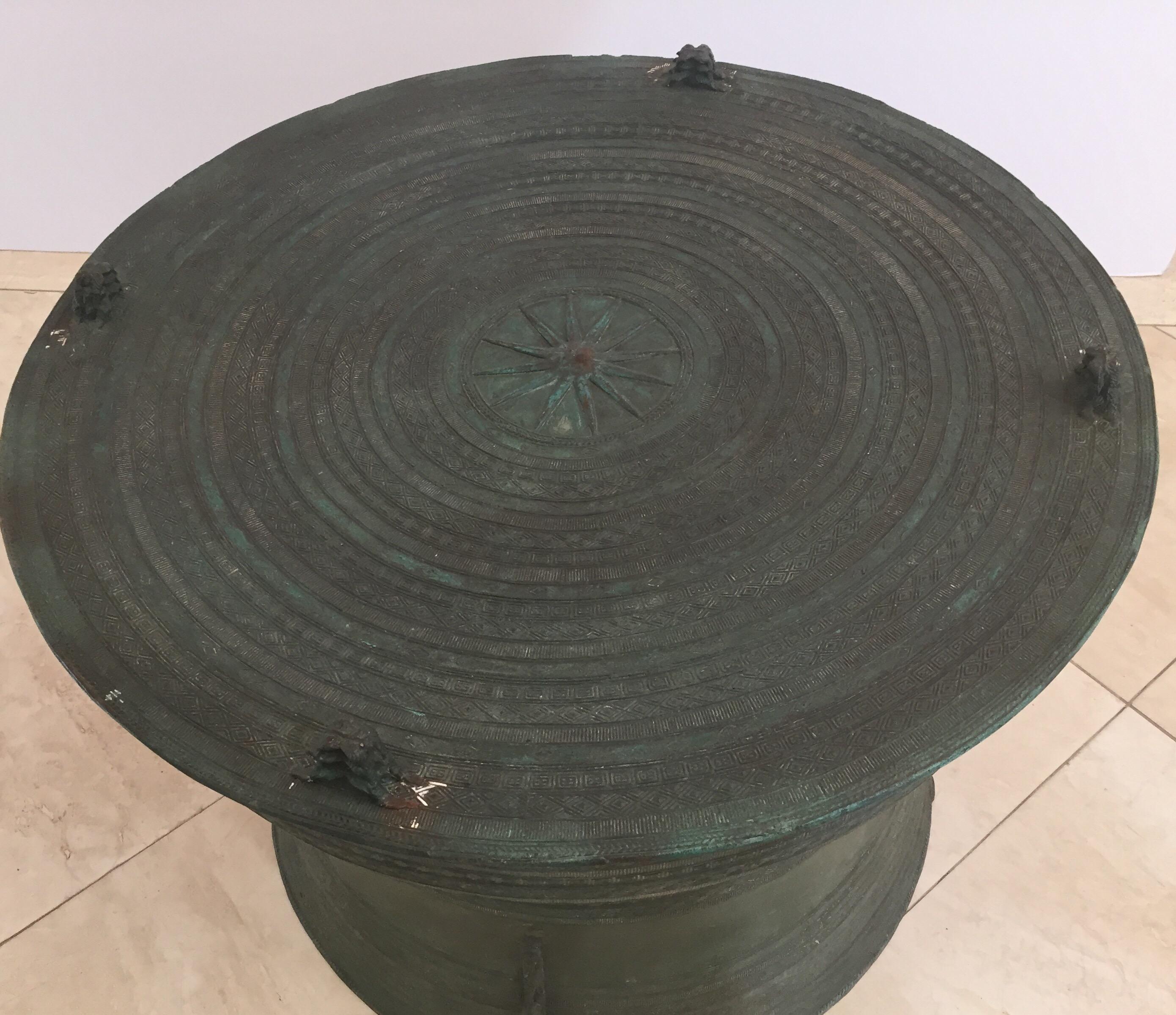 Tibetan Asian Cast Bronze Rain Drum