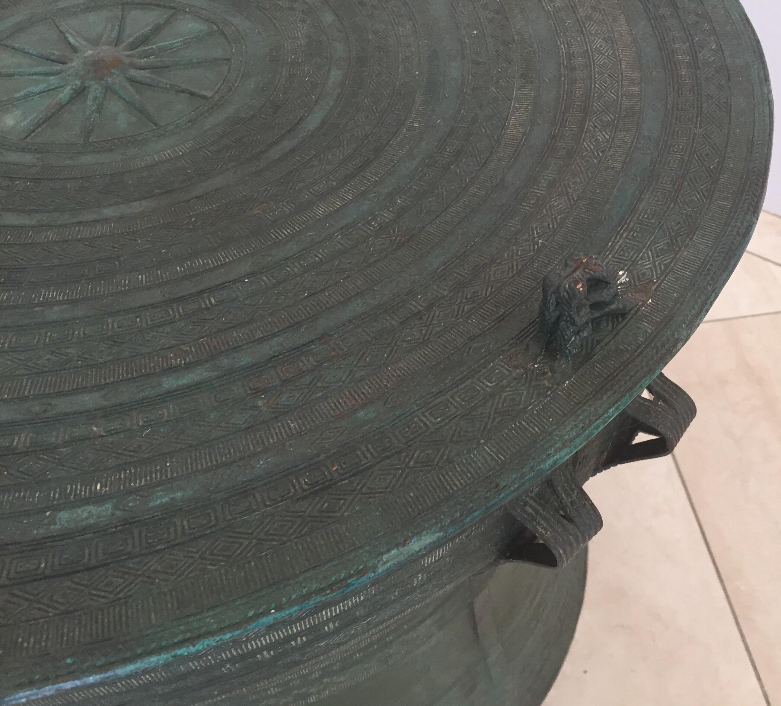 Asian Cast Bronze Rain Drum In Good Condition In North Hollywood, CA