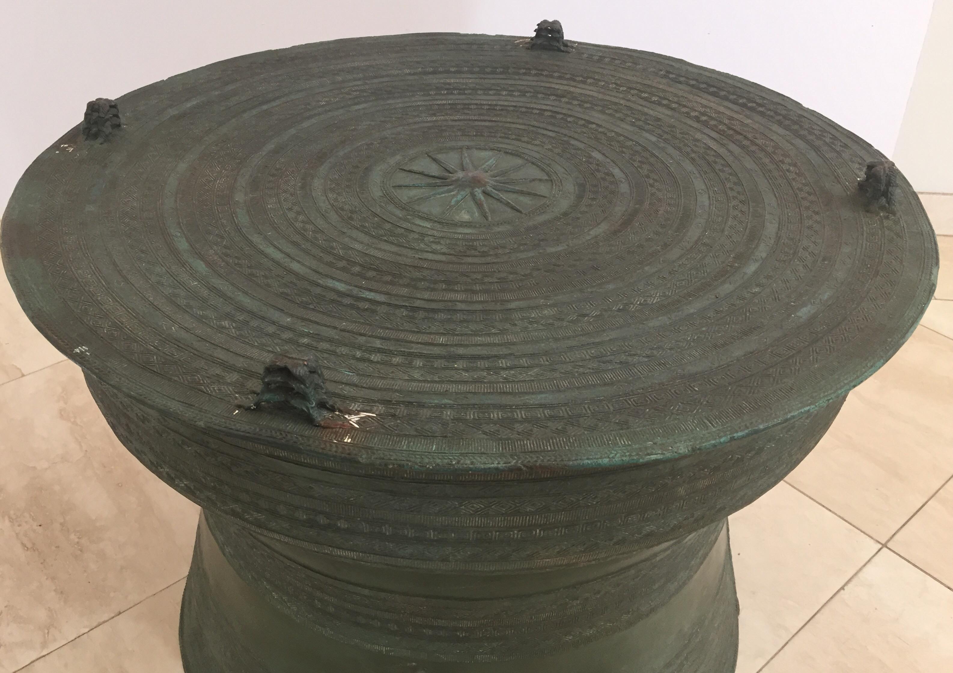 20th Century Asian Cast Bronze Rain Drum