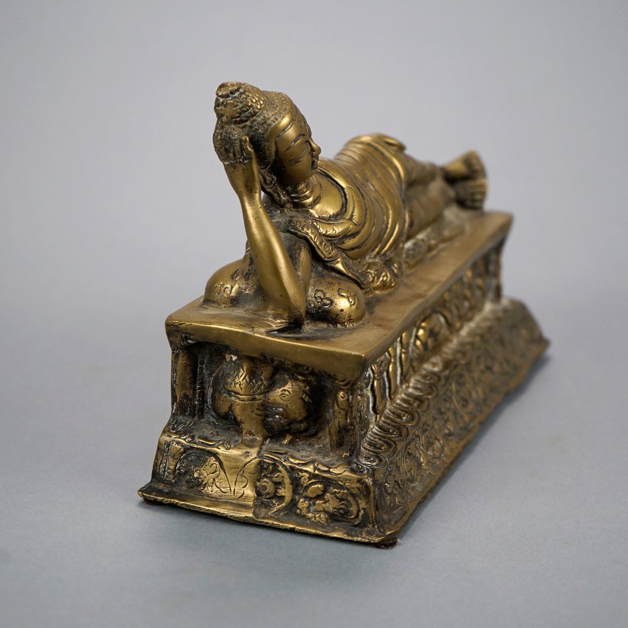 20th Century Asian Cast Bronze Sculpture of Reclining Shiva 20th C