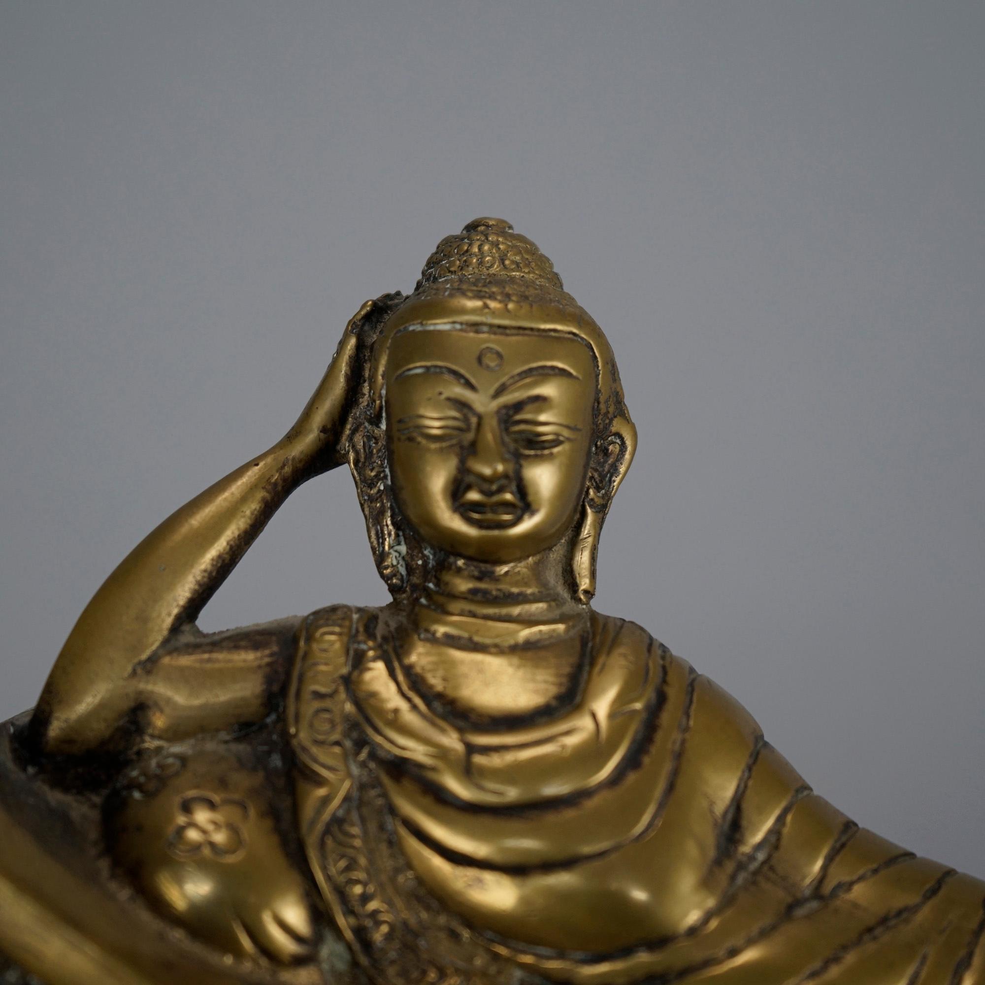 Asian Cast Bronze Sculpture of Reclining Shiva 20th C 3