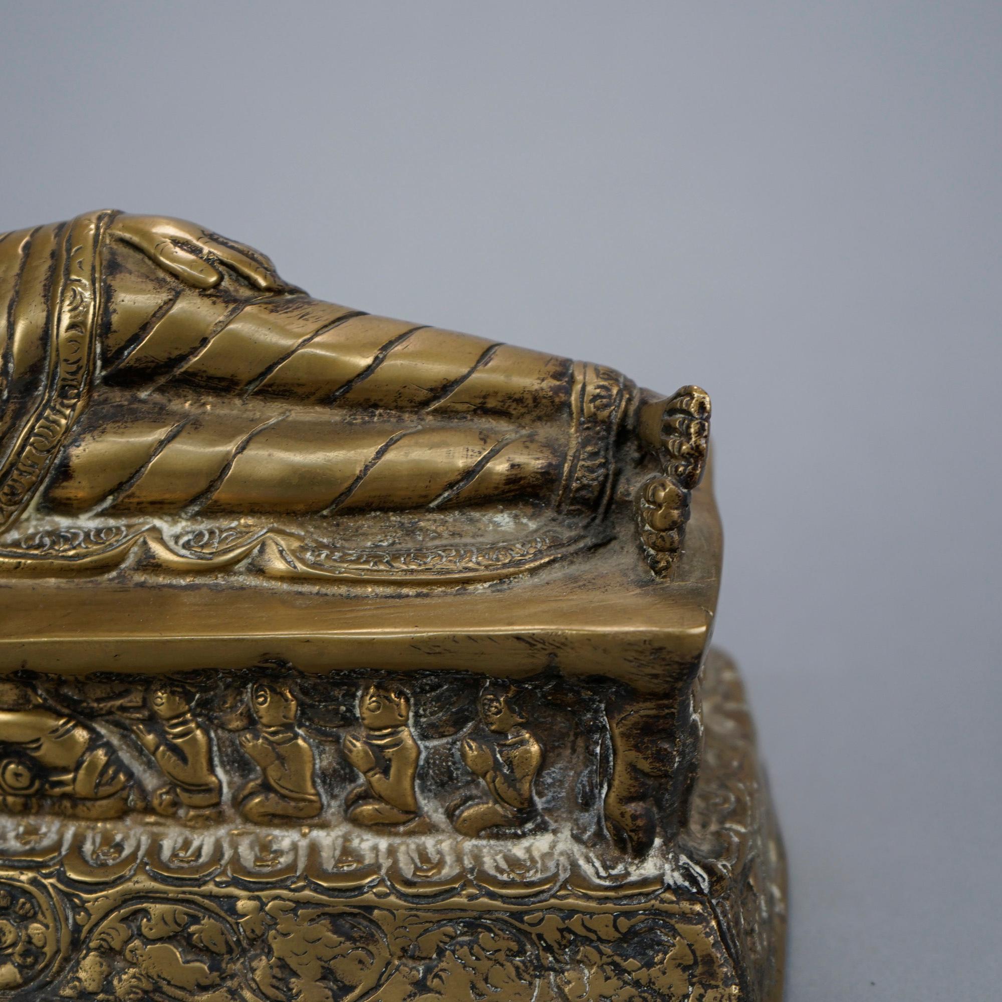 Asian Cast Bronze Sculpture of Reclining Shiva 20th C 4