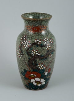 Asian Ceramic Vase, Hand-Painted with Classic Floral Motif