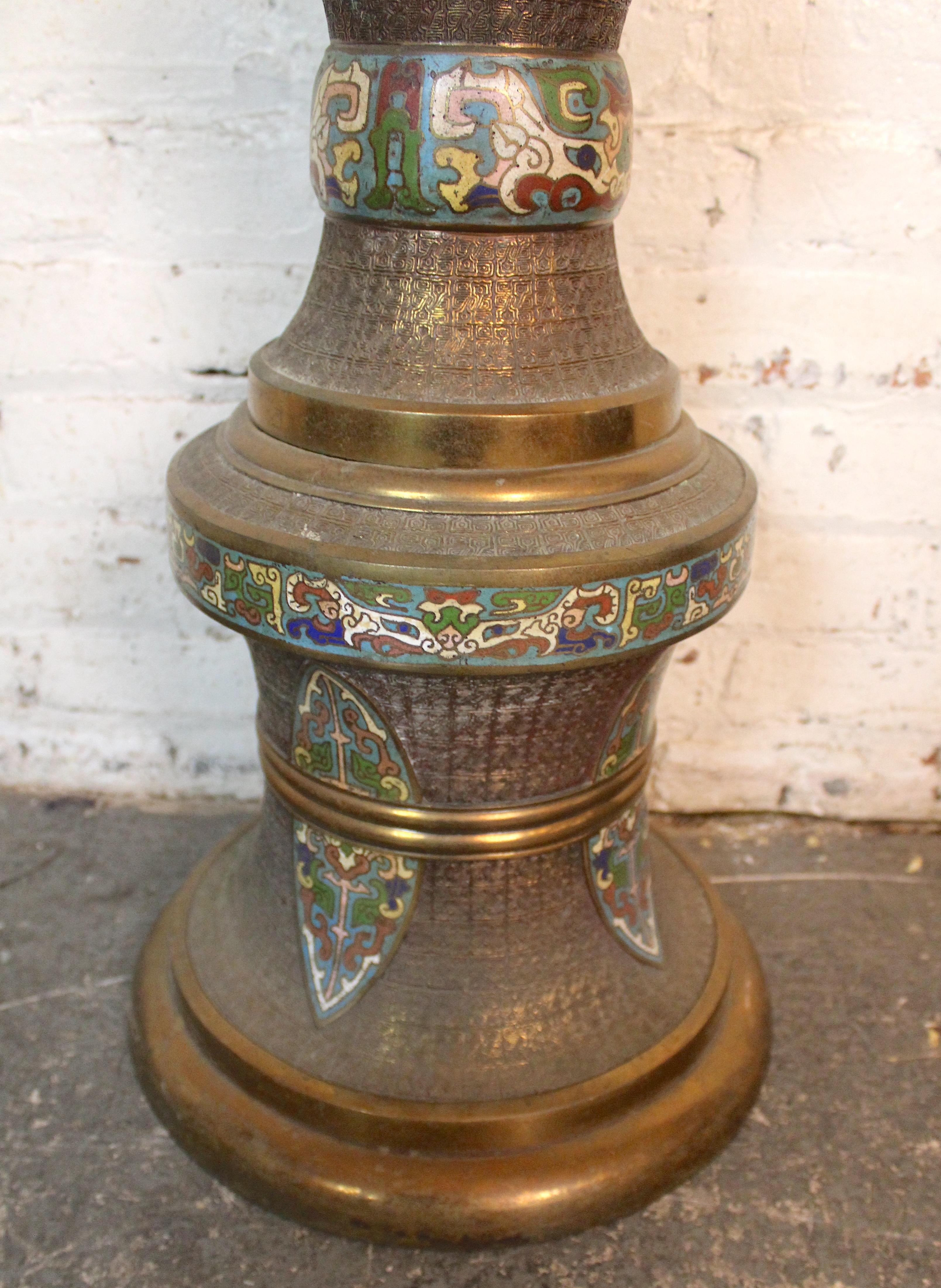 20th Century Asian Champlevé Enamel Floor Lamp For Sale