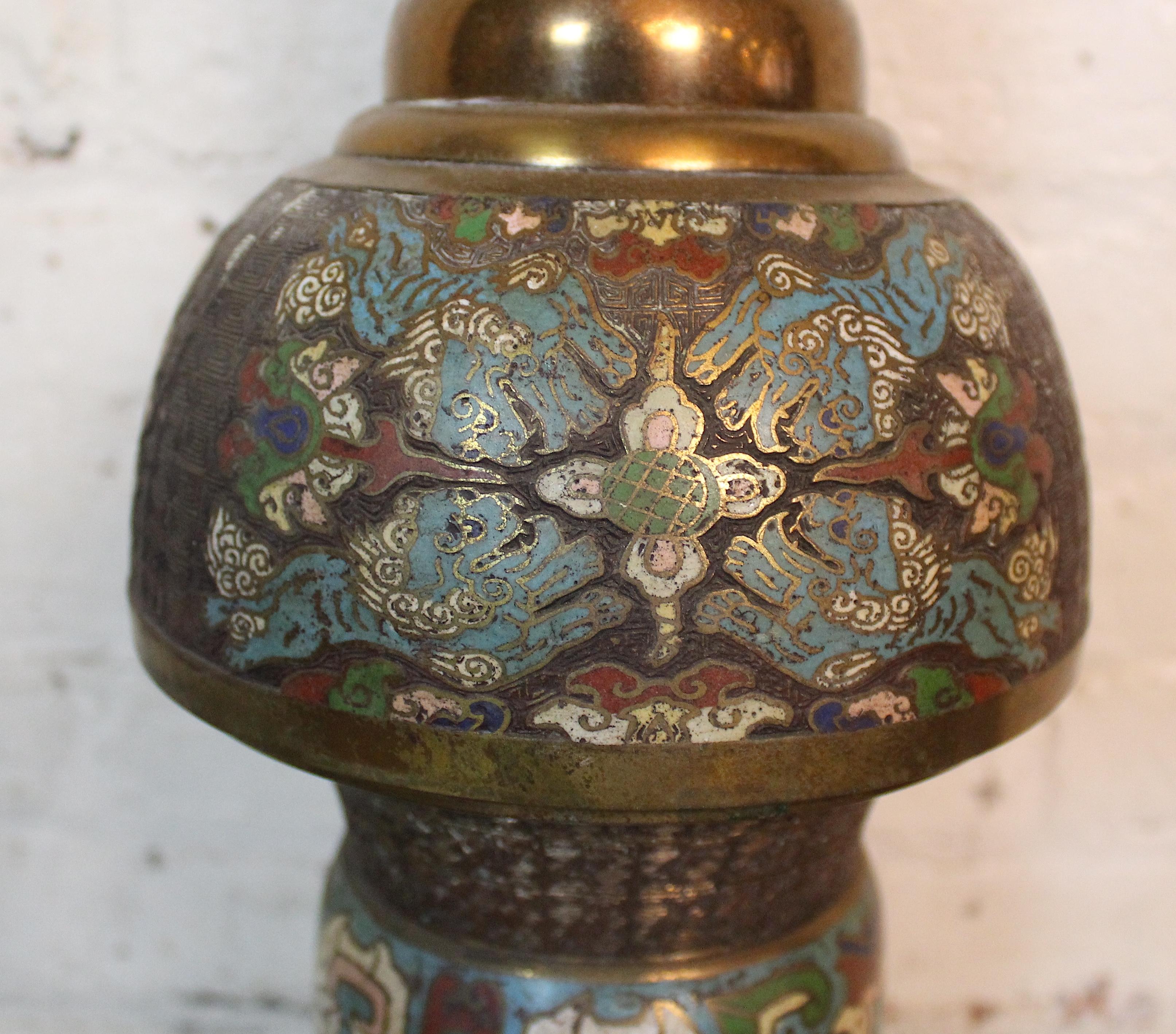 Asian Champlevé Enamel Floor Lamp For Sale 1