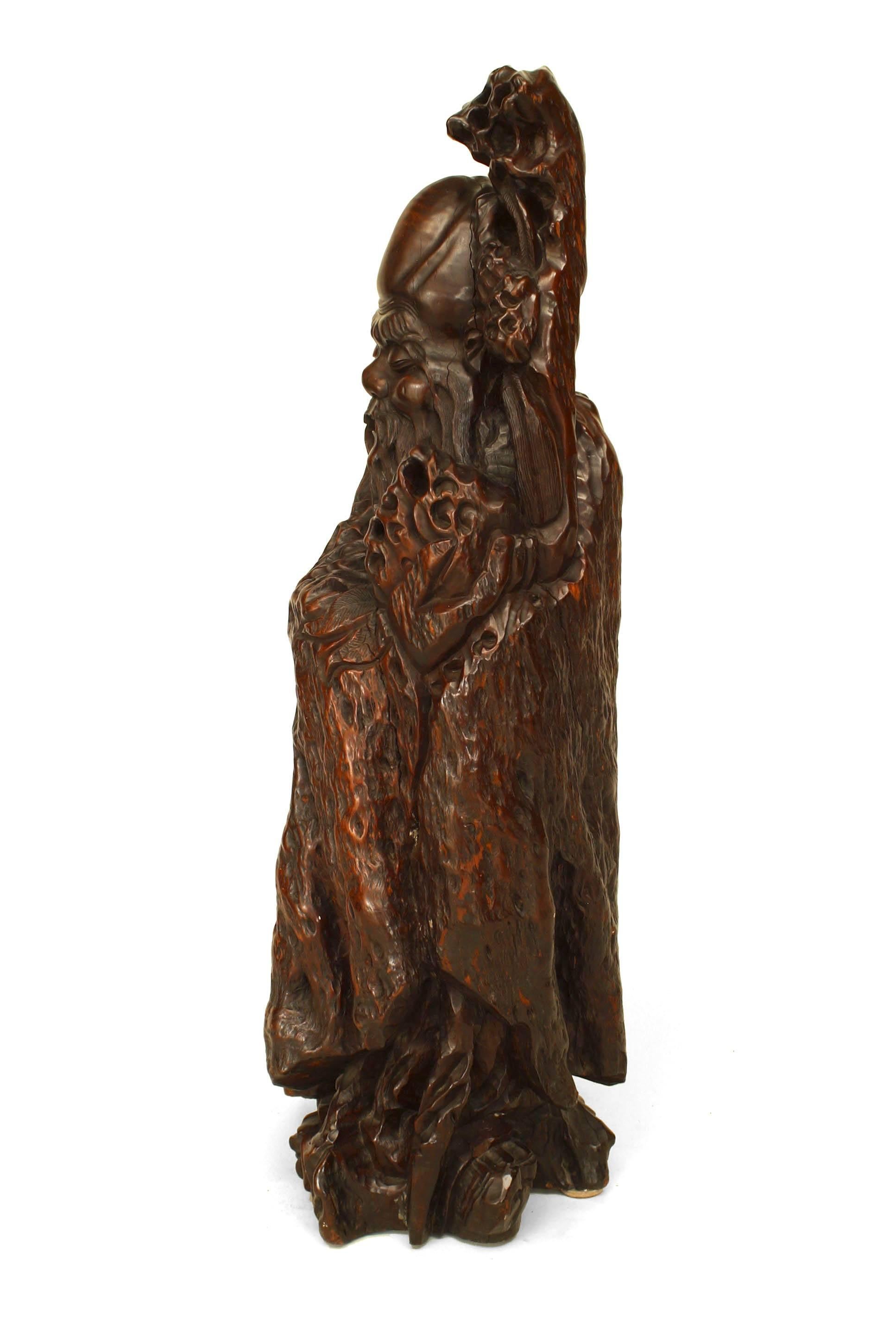 Asian Chinese (19th Cent) carved root figure of a standing Deity
