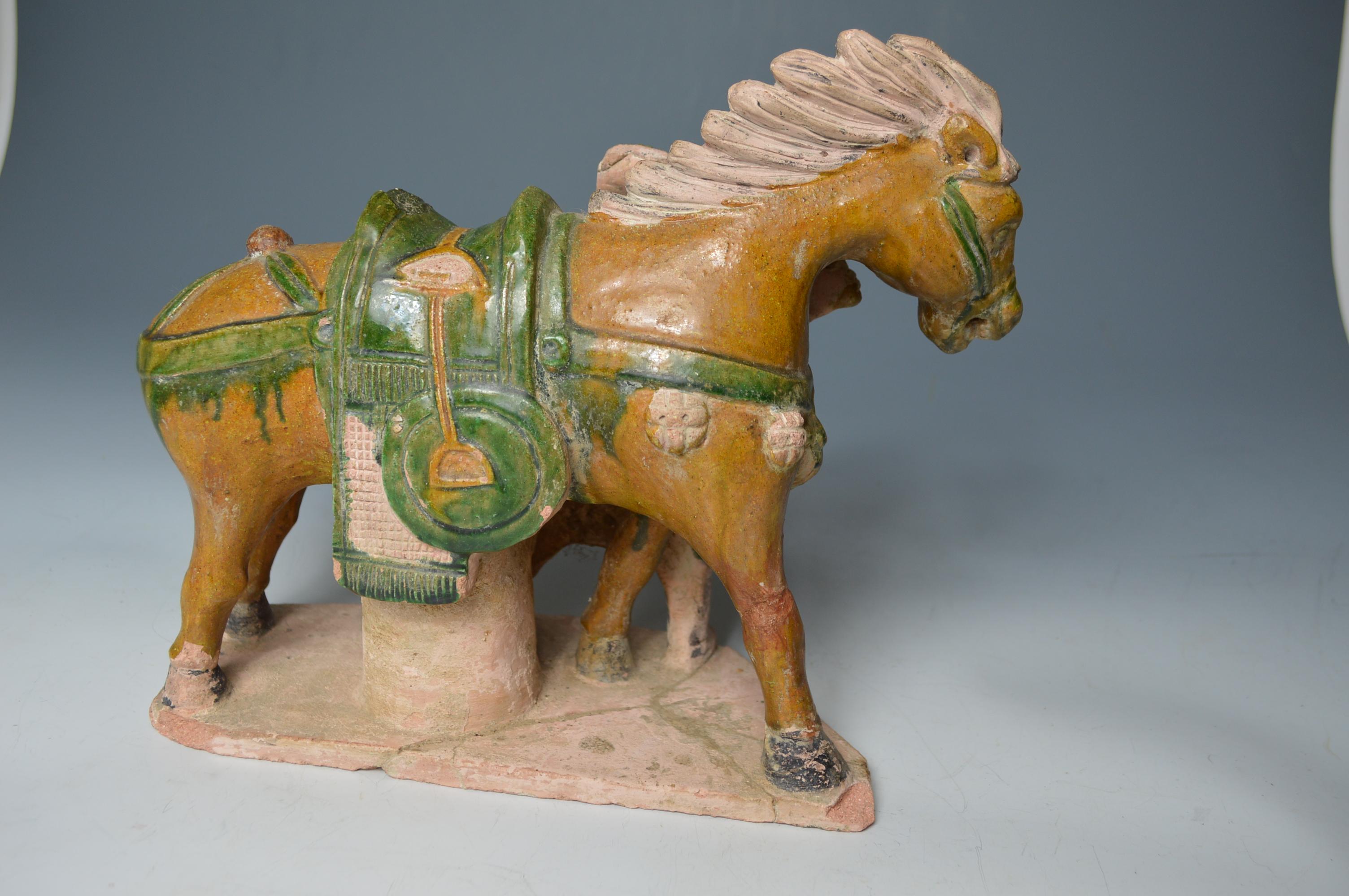 18th Century and Earlier Asian Chinese Art Antique Ming Dynasty Horse Warrior Figure, circa 1368-1644 For Sale