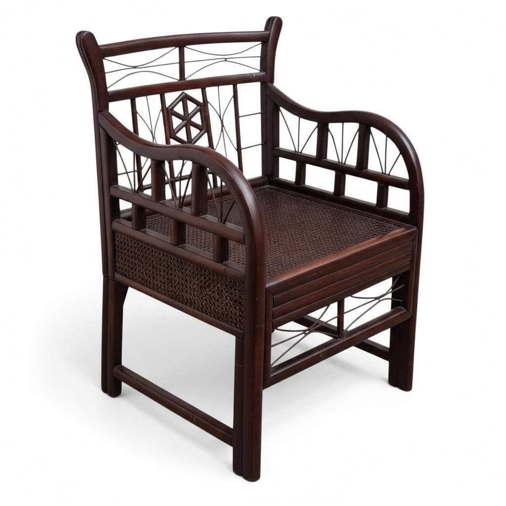 Chippendale cinese Poltrone di bambù ebanizzate in stile Asian Style cinese Chippendale - Coppia in vendita