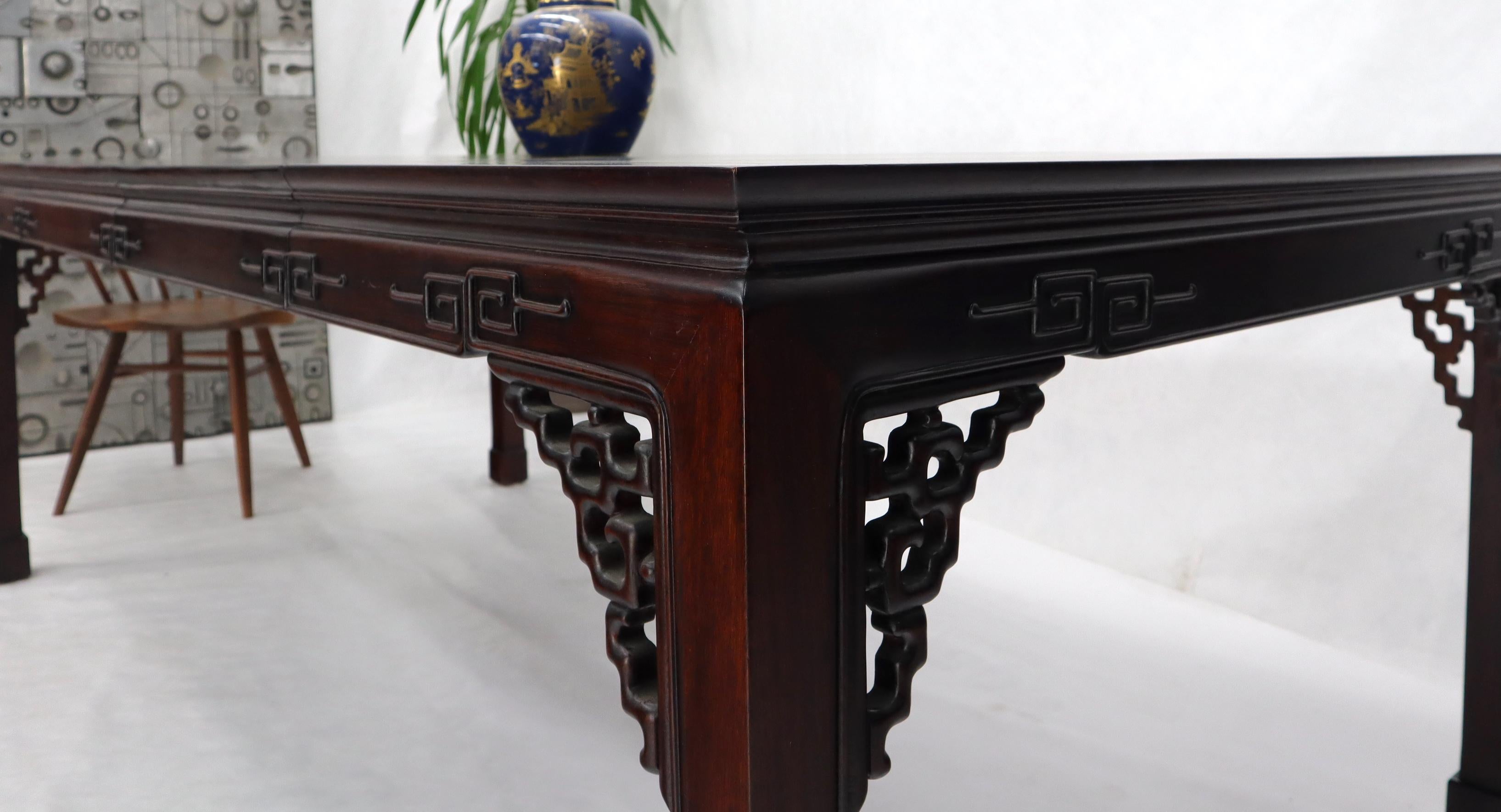 Asian Chinese Chippendale Style Solid Rosewood Square Dining Table w/ 2 Bords For Sale 4