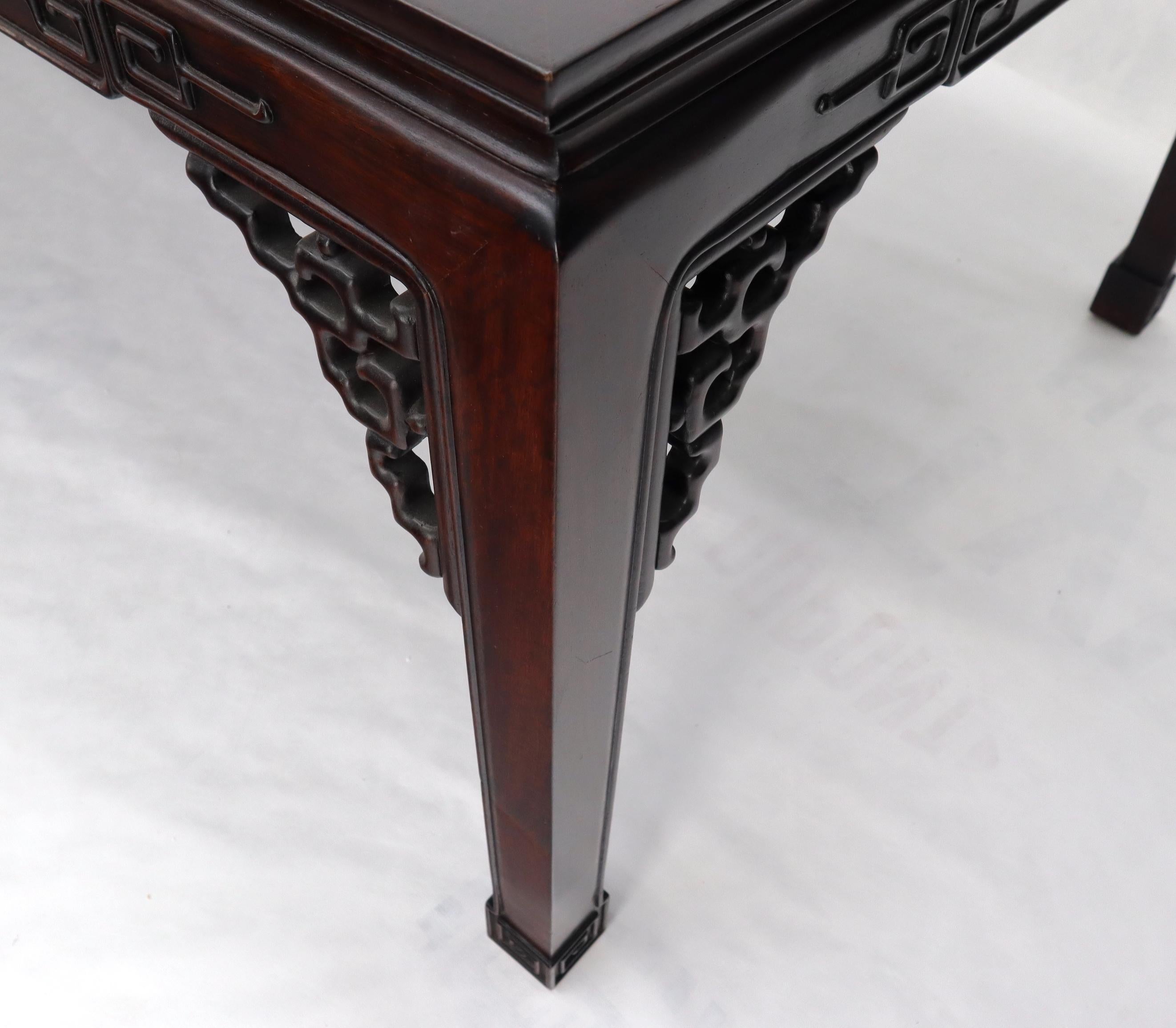 Asian Chinese Chippendale Style Solid Rosewood Square Dining Table w/ 2 Bords For Sale 5