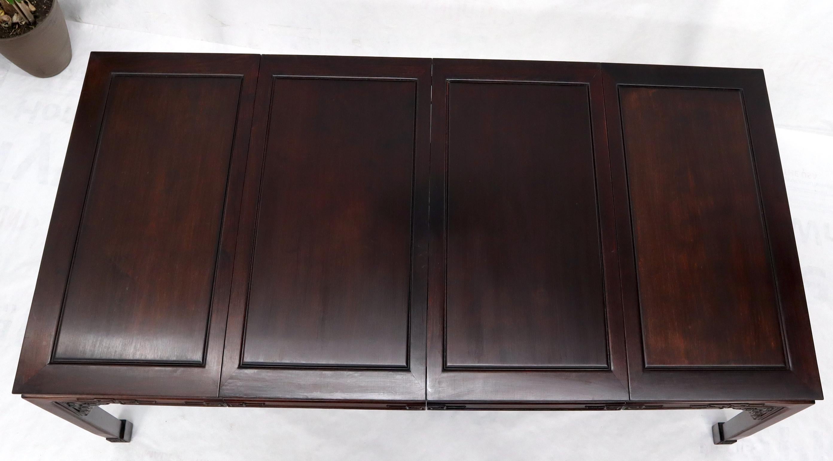 Asian Chinese Chippendale Style Solid Rosewood Square Dining Table w/ 2 Bords In Good Condition For Sale In Rockaway, NJ