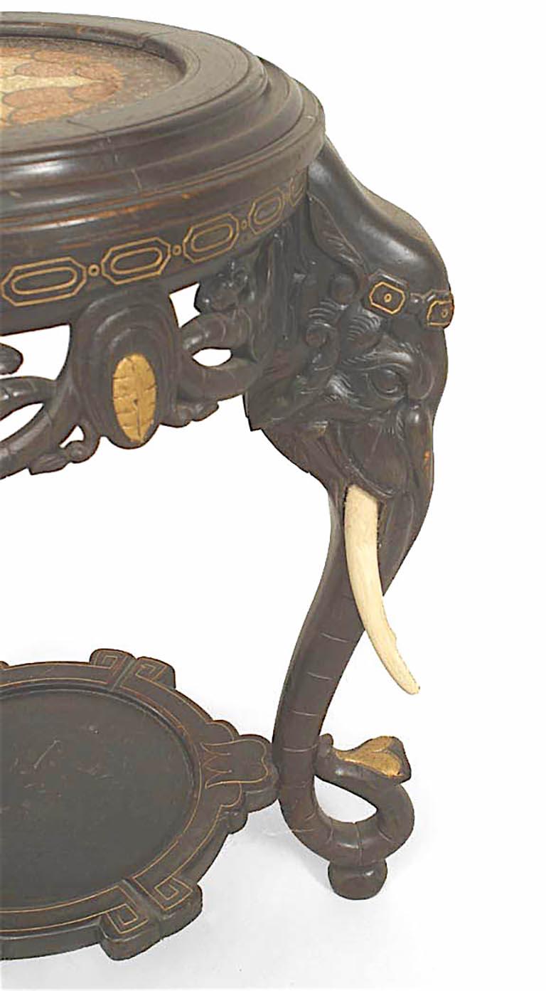 Asian Chinese Ebonized Elephant Head Table In Good Condition For Sale In New York, NY