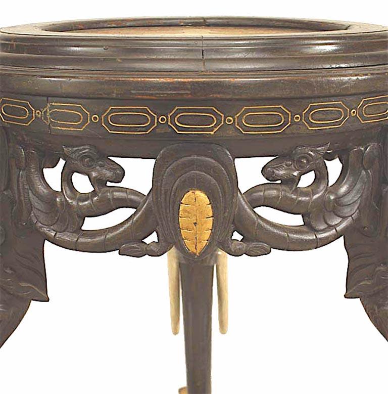 Asiatischer chinesischer ebonisierter Elefantenkopf-Tisch im Zustand „Gut“ im Angebot in Queens, NY