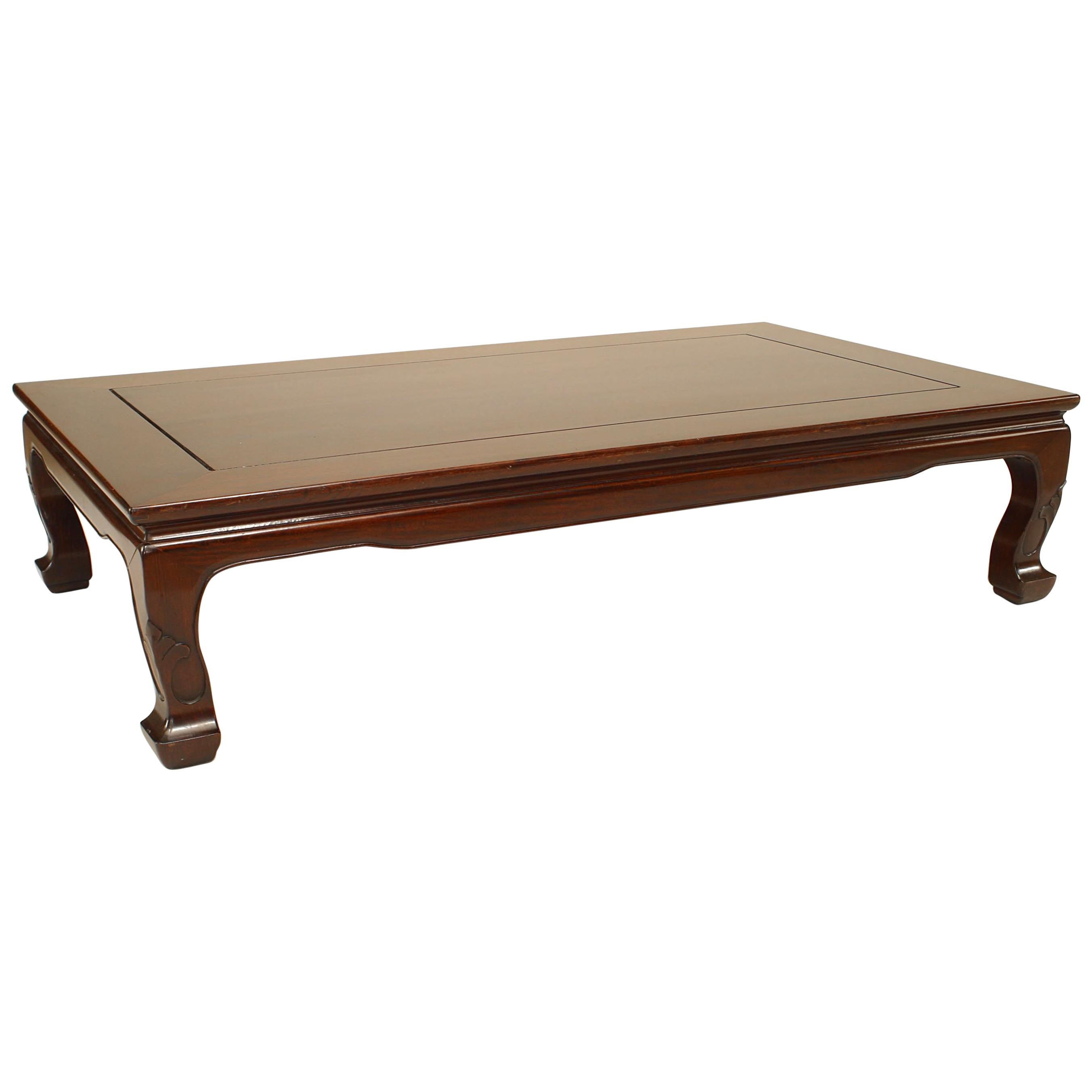 Asian Chinese Style Wooden Rectangular Coffee Table For Sale