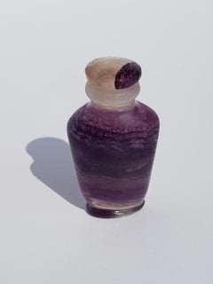 Asian Chinese Snuff Bottle Fluorite Gemstone Oriental Tobacco Box Qing Carved