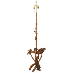 Chinese Style Rustic Tree Root Floor Lamp