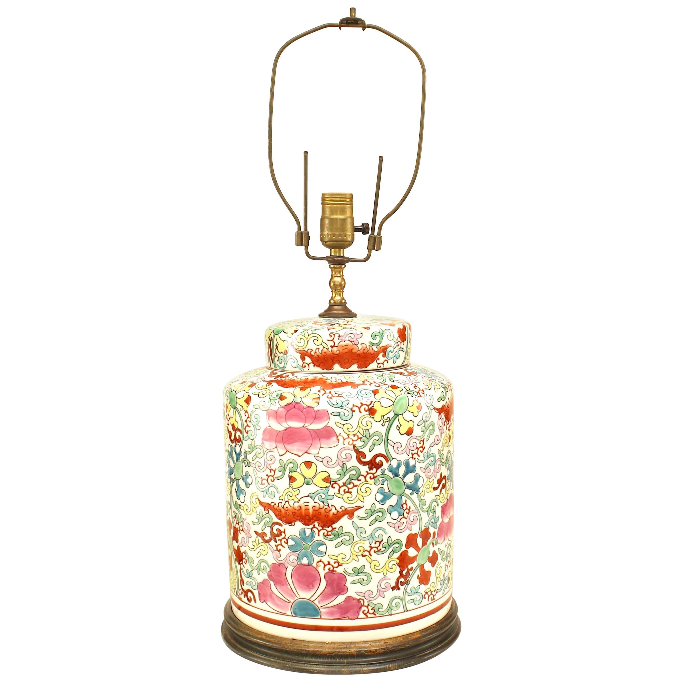 Asian Chinese Style '20th Century' Porcelain Ginger Jar Lamp For Sale