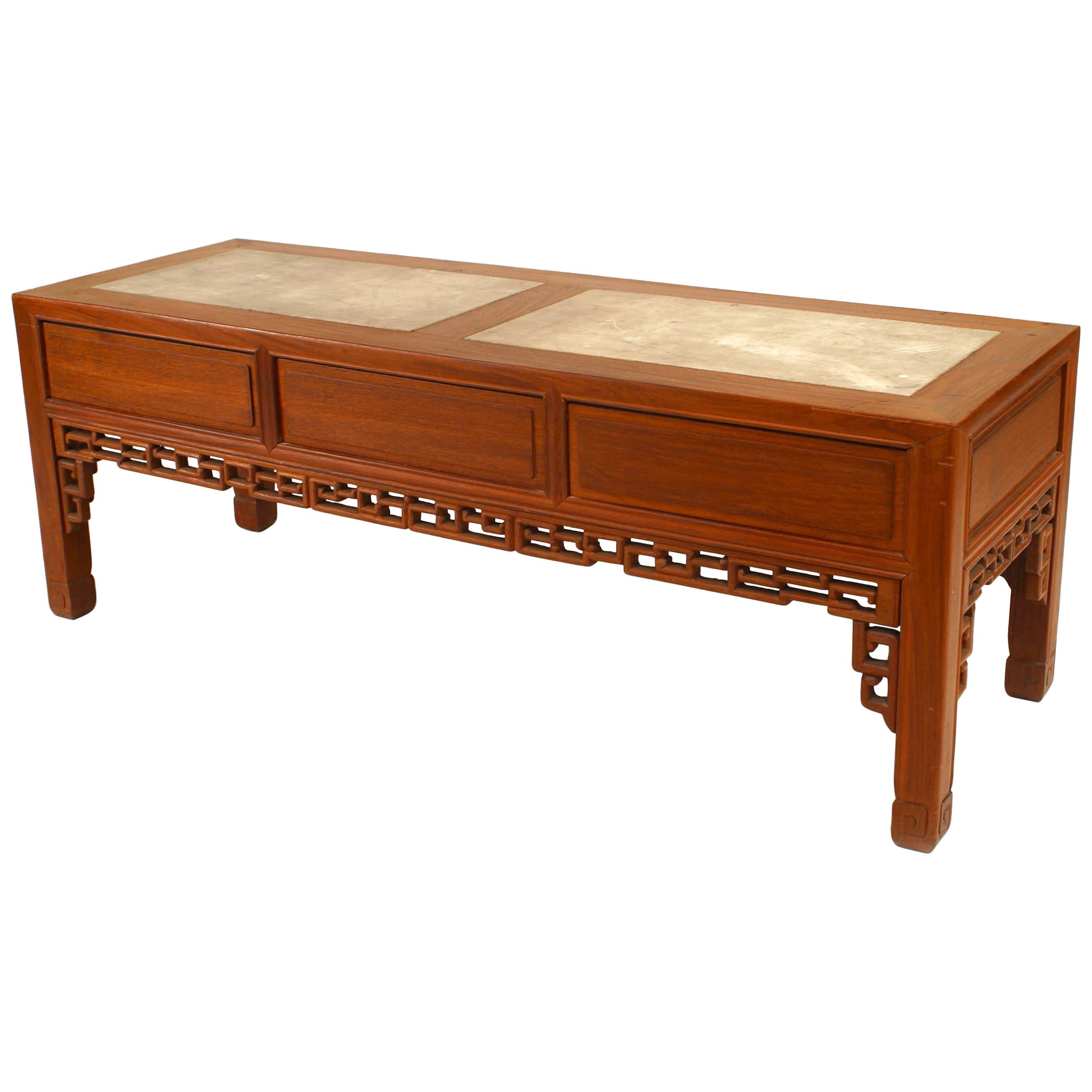 Asian Chinese Style '20th Century' Teak Coffee Table For Sale