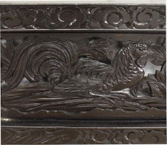 Asian Chinese Style Carved Mahogany and Bevelled Glass Dragon Wall Mirror
