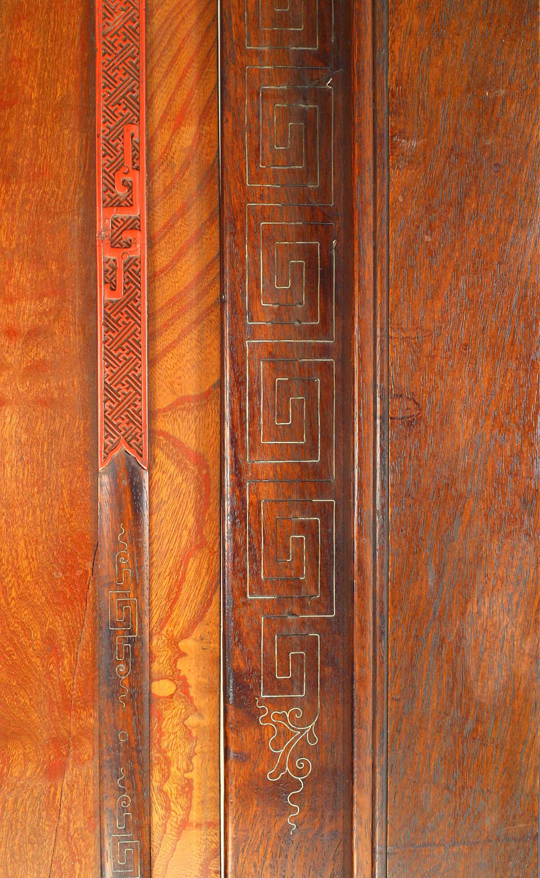 Chinese Rosewood and Brass Door Panel In Good Condition For Sale In New York, NY
