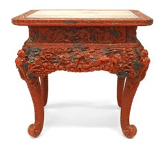 Asian Chinese Red Lacquered Tea Table