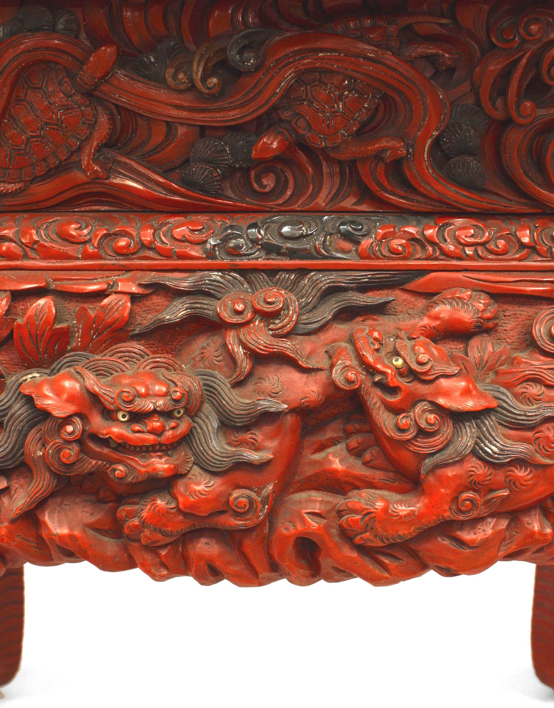 19th Century Asian Chinese Red Lacquered Tea Table
