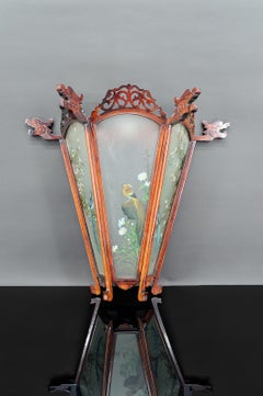 Asian Chinese wall sconce, painted birds, China, circa 1900