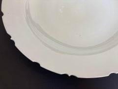 Asian Chinese White Ceramic Platter Bowl Scalloped Rim Huge Heavy 24.5 in. D.