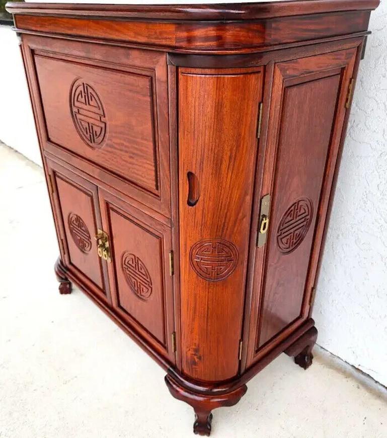 Asian Bar Cabinet Rosewood Vintage In Good Condition For Sale In Lake Worth, FL