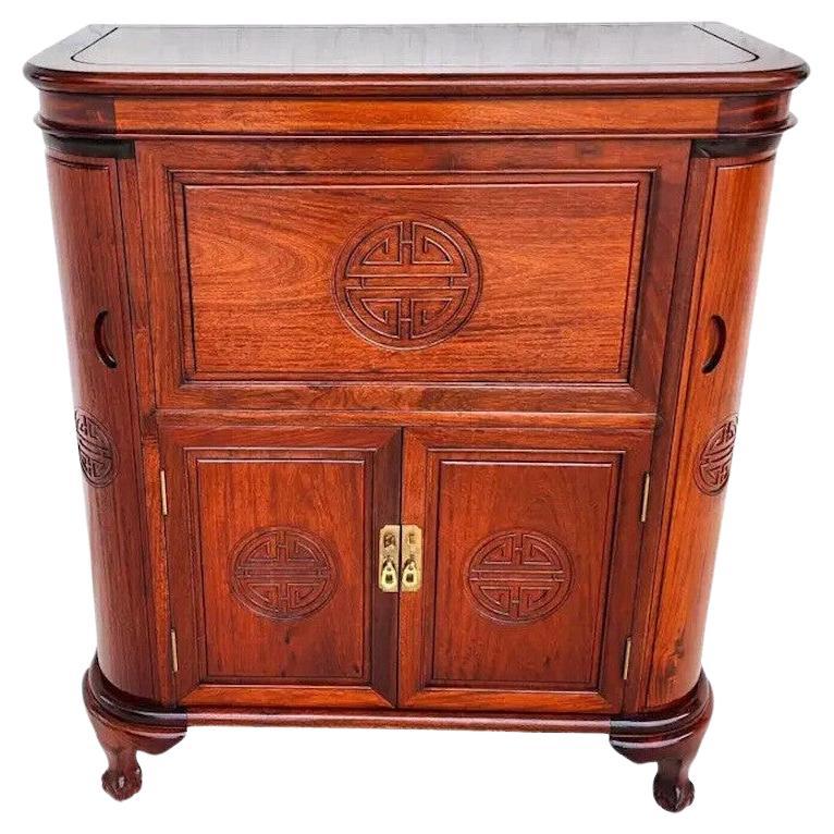 Asian Chinoiserie Bar Cabinet Rosewood Vintage