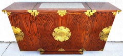 Asian Chinoiserie Bar Fold Out Expandable Rosewood Rolling