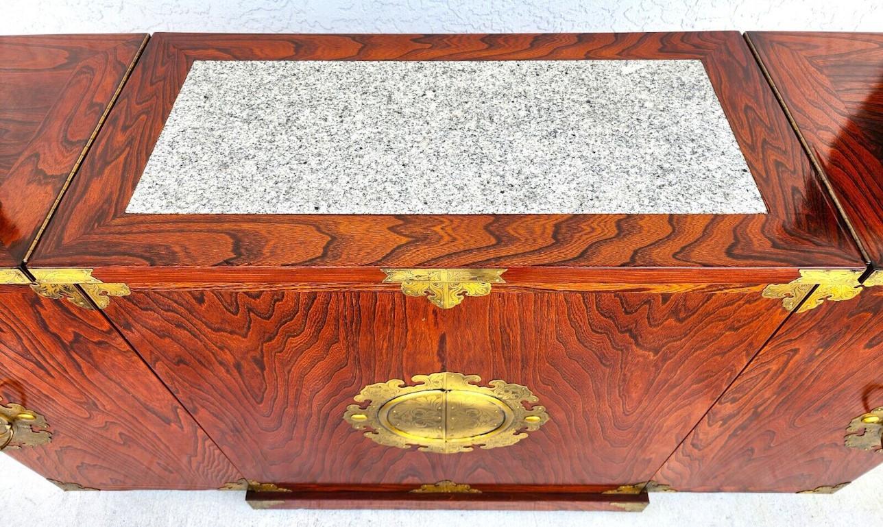 Late 20th Century Asian Chinoiserie Bar Fold Out Expandable Rosewood Rolling For Sale