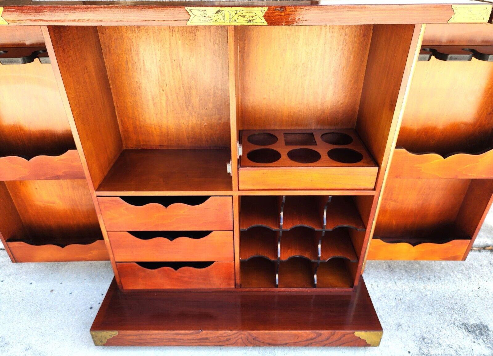 Asian Chinoiserie Bar Fold Out Expandable Rosewood Rolling For Sale 3