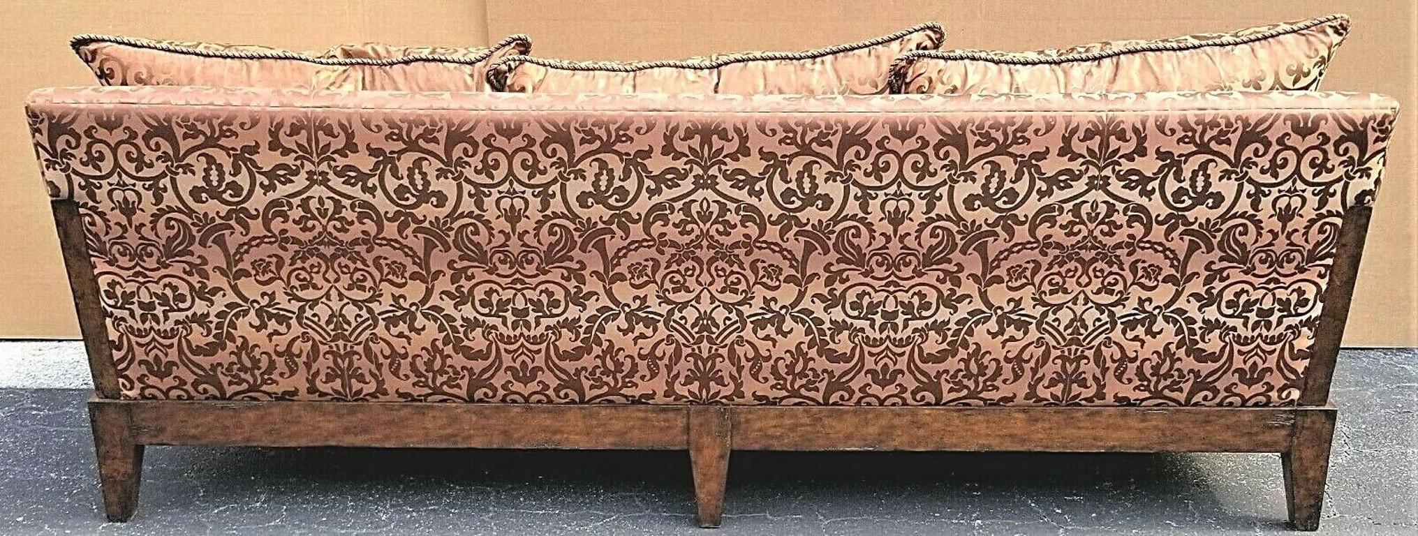 Asian Chinoiserie Brocade Sofa with Ottoman by Marge Carson In Good Condition In Lake Worth, FL